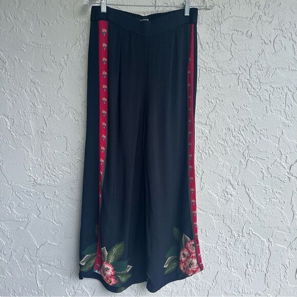 DESIGUAL Palazzo Pant Women Small Pull On Wide Leg Flower Casual Boho Resort - Picture 3 of 11